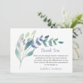 フローラ水彩素朴薄紫葬儀悔やみや弔慰 サンキューカード (スタンド正面)