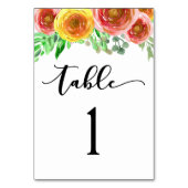 フローラ水彩結婚式の受付テーブル番号 テーブルナンバー (正面)