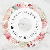 フローラ水彩結婚式レセプションカスタム文字 ワイングラスタグ (裏面)