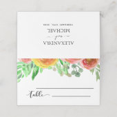 フローラ水彩結婚式レセプション座席表 プレイスカード (外部開封)