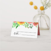 フローラ水彩結婚式レセプション座席表 プレイスカード (正面)