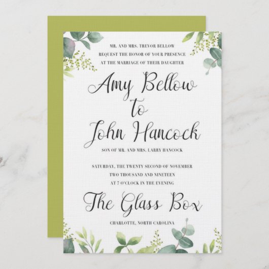 フローラ水彩結婚式招待状 セーブザデート (正面/裏面)