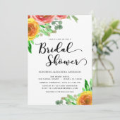 フローラ水彩緑モダン色ブライダルシャワー 招待状 (スタンド正面)