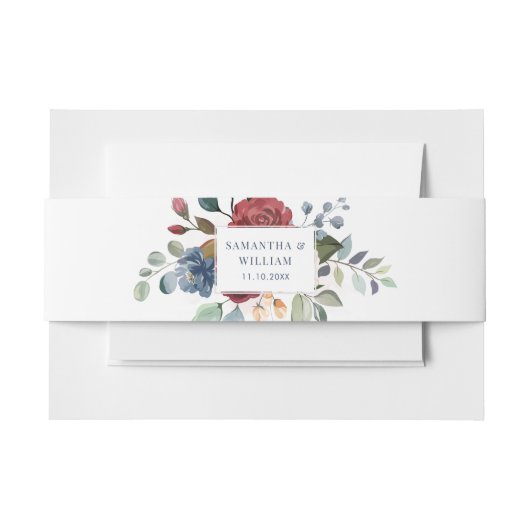 フローラ水彩緑結婚色 招待状ベリーバンド (正面例)