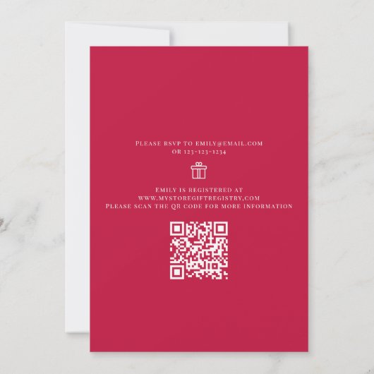 フローラ水彩花束ブライダルシャワーQRコード 招待状 (裏面)