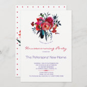 フローラ水彩花束引っ越し祝いパーティーパーティー 招待状 (正面/裏面)