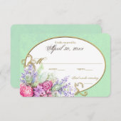 フローラ水彩花束結婚の返信 出欠カード (正面/裏面)