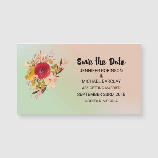 フローラ水彩花束結婚式の日付を保存 (正面)