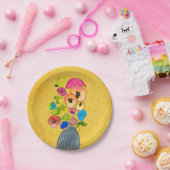 フローラ水彩花瓶 ペーパープレート (パーティー)