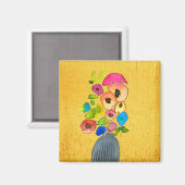 フローラ水彩花瓶 マグネット (正面/裏面)