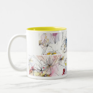 フローラ水彩芸術的茶 ツートーンマグカップ