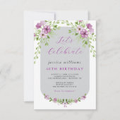 フローラ水彩装飾バースデーパーティー 招待状 (正面)