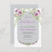 フローラ水彩装飾バースデーパーティー 招待状 (正面/裏面)