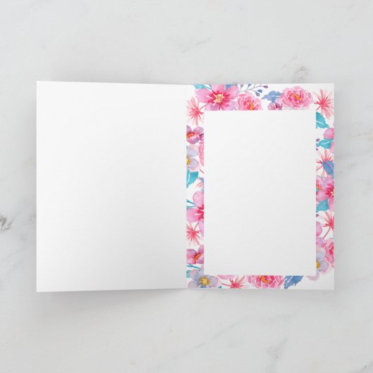 フローラ水彩誕生日の女性のファッション カード (内部)