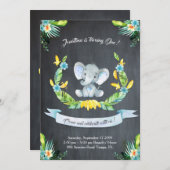 フローラ水彩象招待状,男の赤ちゃん1st 招待状 (正面/裏面)