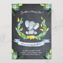 フローラ水彩象招待状,男の赤ちゃん1st 招待状