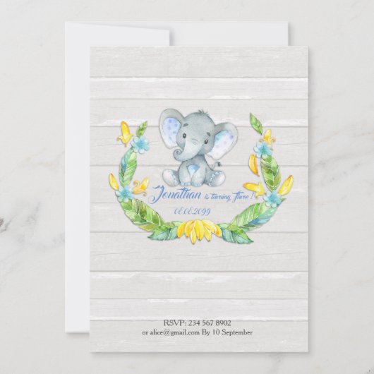 フローラ水彩象招待状,男の赤ちゃん3rd 招待状 (裏面)