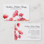 *~*フローラ水彩赤いポピーフラワーモダン 名刺 (正面/裏面)