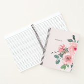 フローラ水彩赤面ピンクかわいらしノート ノートブック (内部)