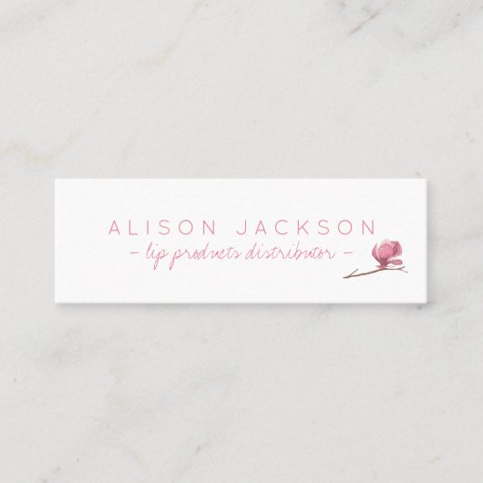 フローラ水彩赤面ピンクリップカラー分配器 スキニー名刺 (正面)