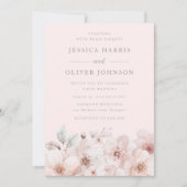 フローラ水彩赤面ピンク結婚ズ 招待状 (正面)
