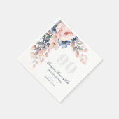 フローラ水彩赤面ピンク90誕生日 スタンダードカクテルナプキン (角)