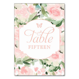 フローラ水彩赤面ピンク テーブルナンバー