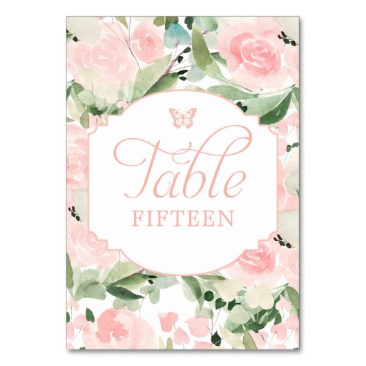 フローラ水彩赤面ピンク テーブルナンバー (正面)