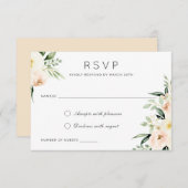 フローラ水彩赤面ピーチグリーンモダンリ 招待状 (正面/裏面)