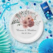 フローラ水彩赤面ベージュ結婚ズ ペーパープレート (パーティー)