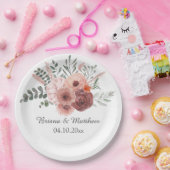 フローラ水彩赤面ベージュ結婚ズ ペーパープレート (パーティー)