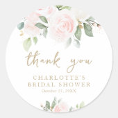 フローラ水彩金ゴールドサンキューブライダルシャワー ラウンドシール (正面)