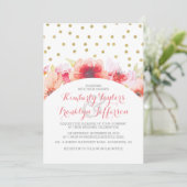 フローラ水彩金ゴールドピンク赤面ヴィンテージウェディング 招待状 (スタンド正面)