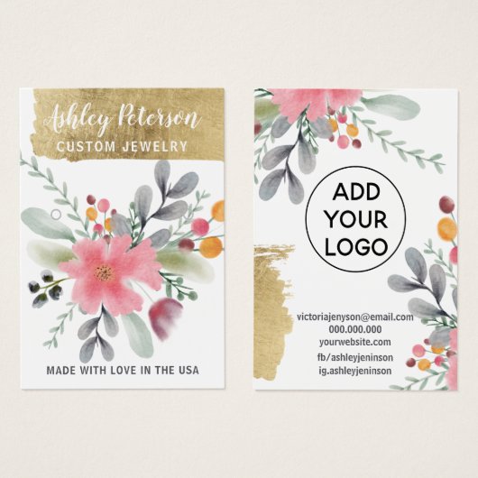 フローラ水彩金ゴールドフォイルシックなイヤリングディスプレイ (正面&裏面)