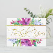 フローラ水彩金フェイク箔サンキューカード サンキューカード (スタンド正面)