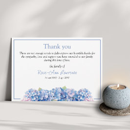 フローラ水彩青紫陽花の葬儀 サンキューカード