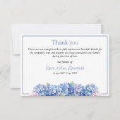 フローラ水彩青紫陽花の葬儀 サンキューカード (正面)