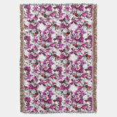フローラ水彩 – ピンク&ホワイト抽象デザイン スローブランケット (正面縦)