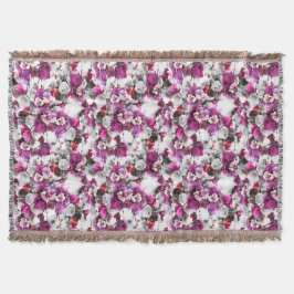 フローラ水彩 – ピンク&ホワイト抽象デザイン スローブランケット