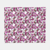 フローラ水彩 – ピンク&ホワイト抽象デザイン フリースブランケット (正面(横))