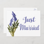 フローラ水彩RSVPパープルラベンダー結婚ズ 案内ポストカード (正面/裏面)