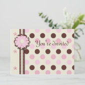 フローラ水玉模様の誕生日パーティーの招待 招待状 (スタンド正面)