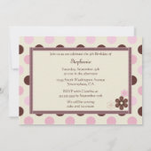 フローラ水玉模様の誕生日パーティーの招待 招待状 (裏面)