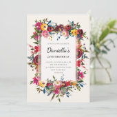 フローラ水素朴彩ブーケ誕生日 招待状 (スタンド正面)