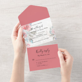 フローラ水結婚色のオールインワン招待状 オールインワン招待状