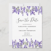 フローラ水結婚色のフラット日付カードの保存 セーブザデート (正面)