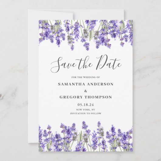 フローラ水結婚色のフラット日付カードの保存 セーブザデート (正面)