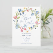 フローラ水結婚色のフラット日付カードの保存 セーブザデート (スタンド正面)