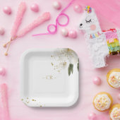 フローラ水結婚色イニシャル ペーパープレート (パーティー)