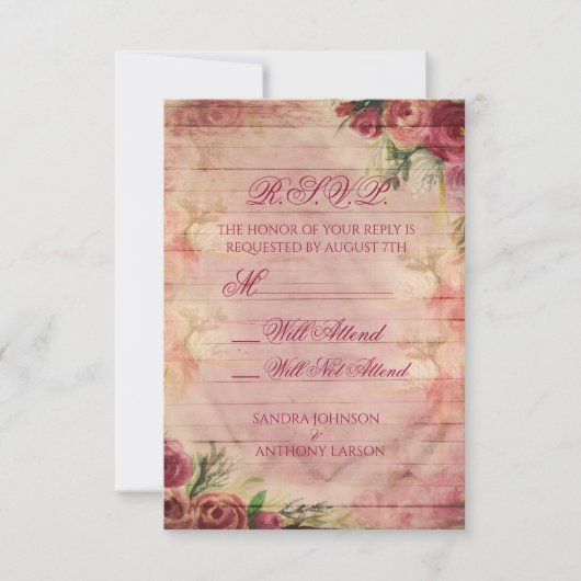 フローラ水結婚色バラのR.S.V.P. 出欠カード (正面)